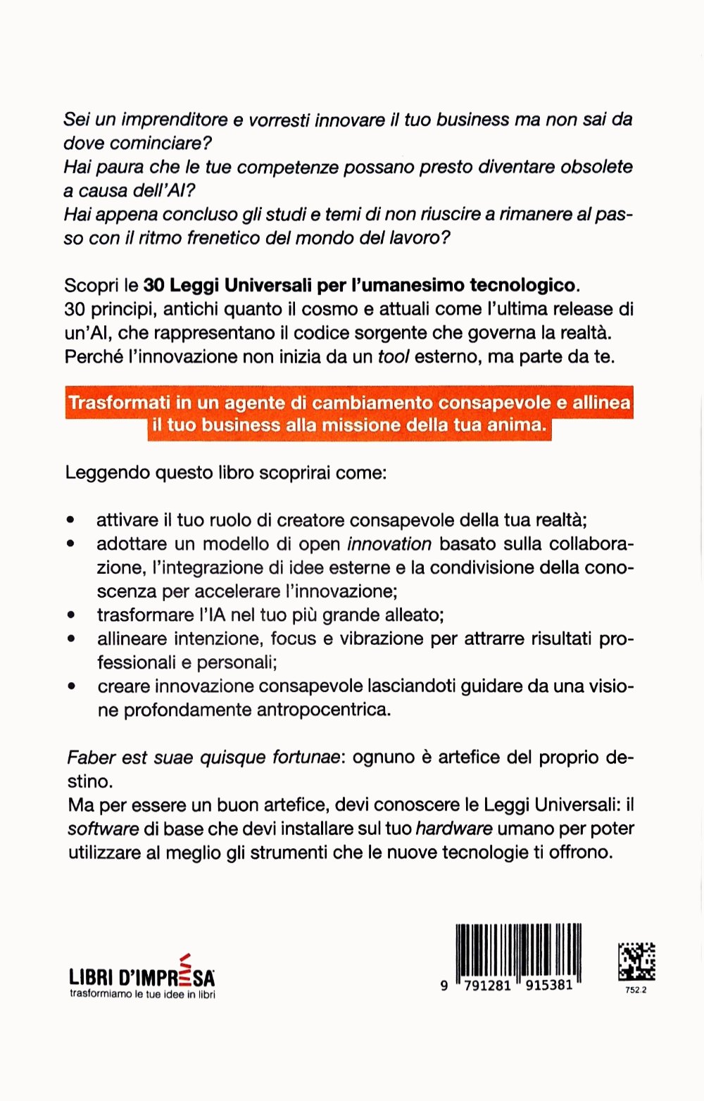 Back cover of AntropoTech with the blurb and the book’s five themes